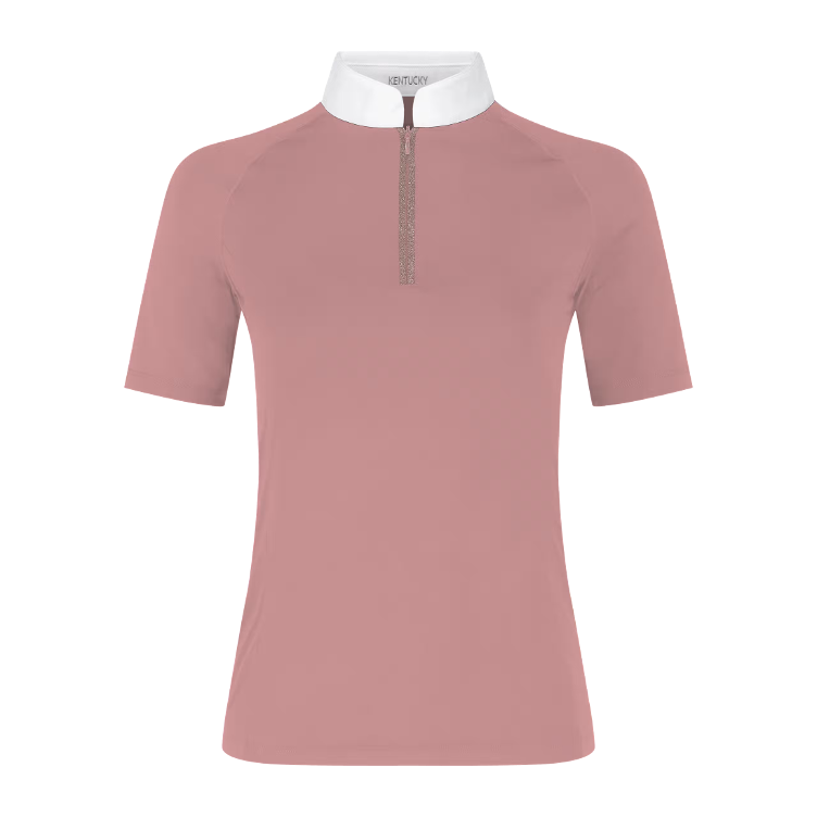 Kentucky Horsewear Turniershirt Classic Damen Glitzer Reisverschluss Kurze Ärmeln