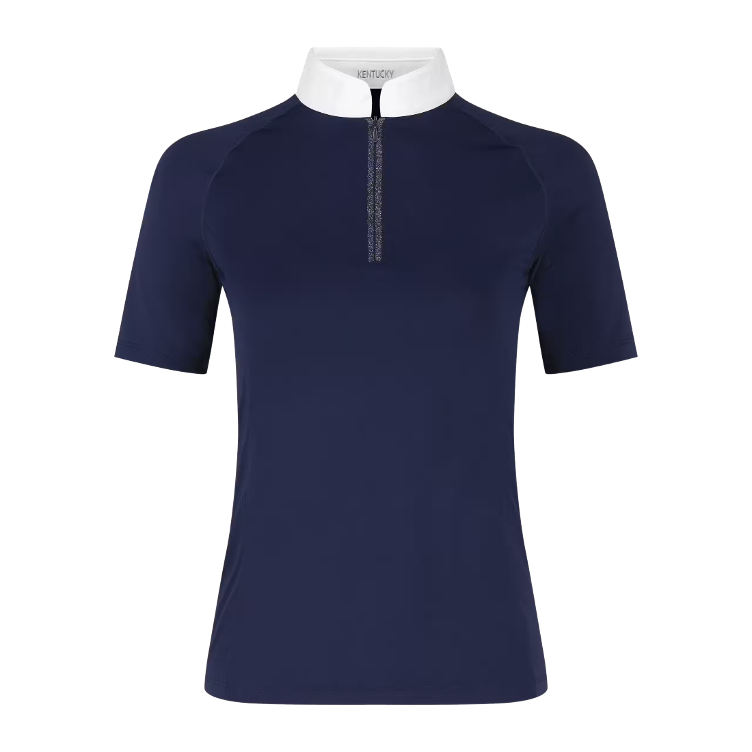 Kentucky Horsewear Turniershirt Classic Damen Glitzer Reisverschluss Kurze Ärmeln - 0