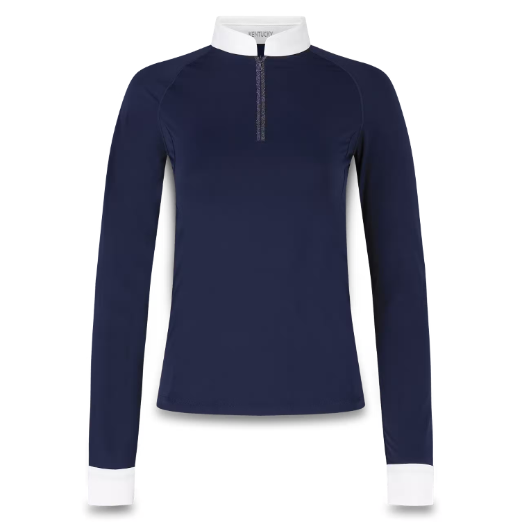 Kentucky Turniershirt Damen Classic mit Glitzer-Reißverschluss, langarm_diverse Farben