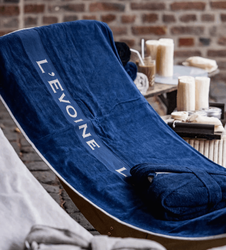 L`EVOINE Terry Blanket Decke burnt red_schwarz, grau_midnight